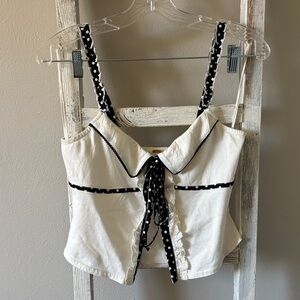 Free People Ivory and Black Camisole